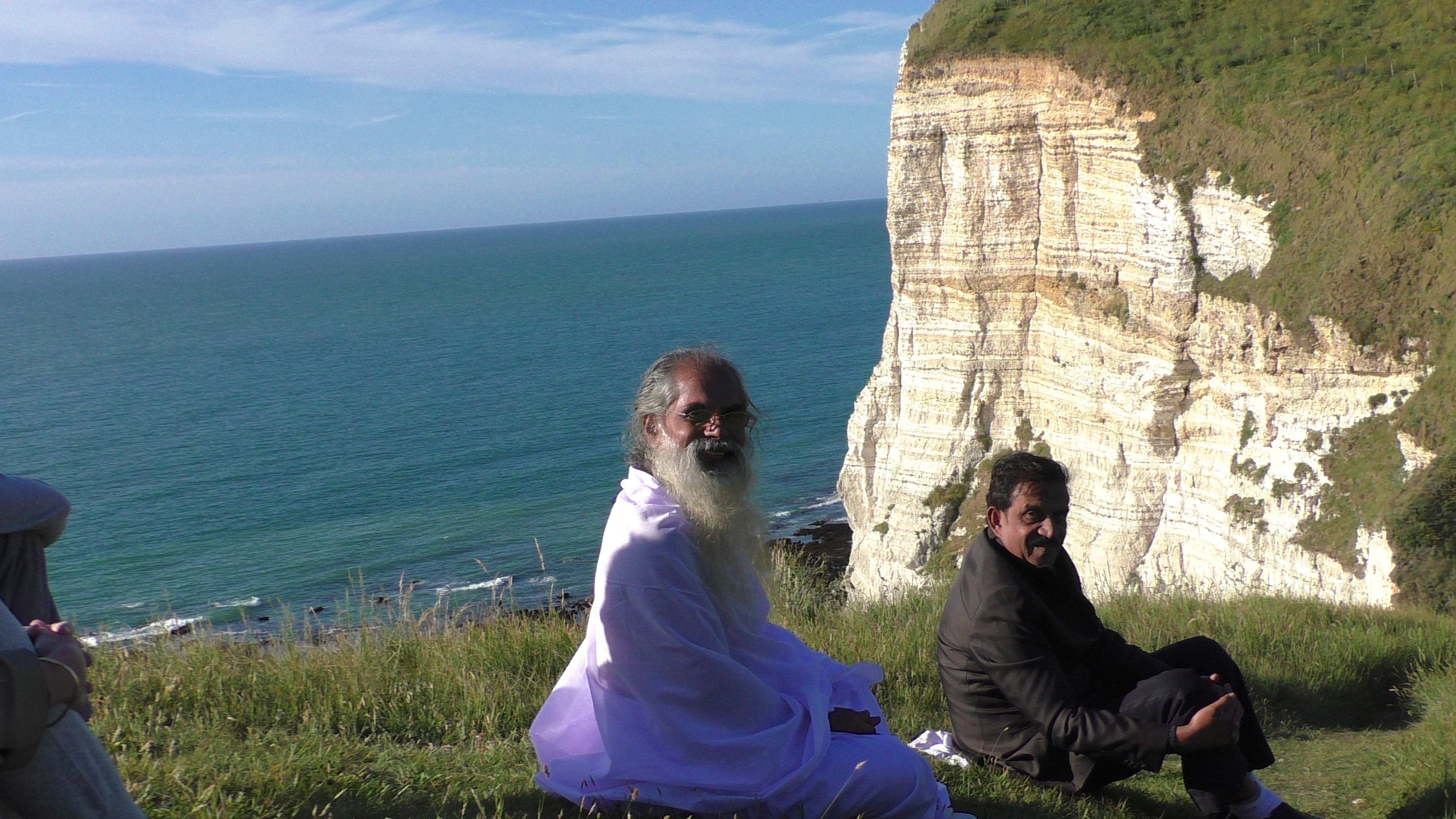 Swami Isa at cliffs of Normandy